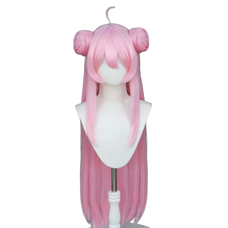 White Smoke Satou Matsuzaka Cosplay Wig - Happy Sugar Life (Pink Twin Buns Long) (FEVERCOS)