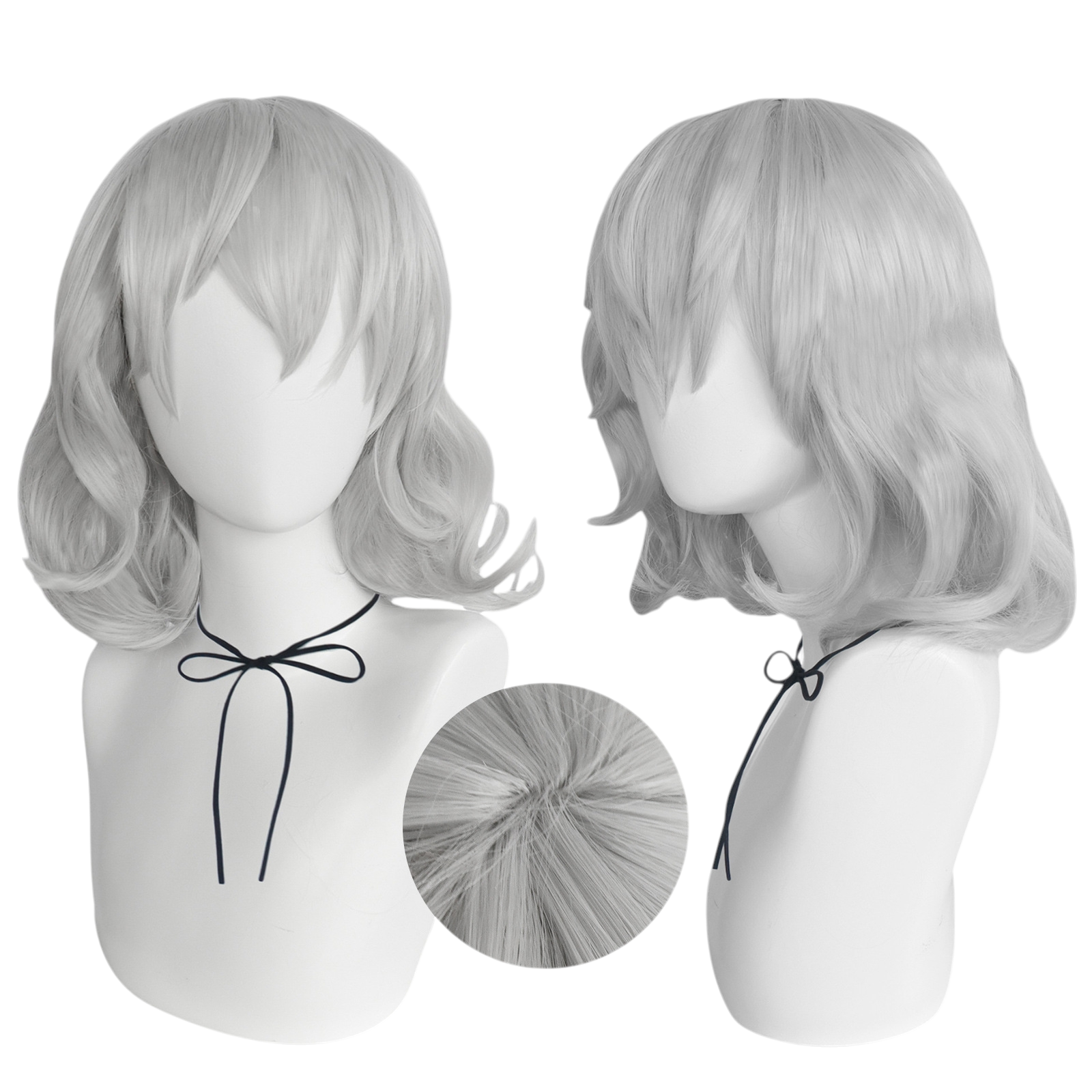 Gray Neferpitou (Pitou) Cosplay Wig - Hunter x Hunter (White Wavy) (FEVERCOS)