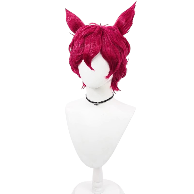 White Smoke Sett Cosplay Wig - Boyband Heartsteel (Rose Red Layered Curl) (FEVERCOS)