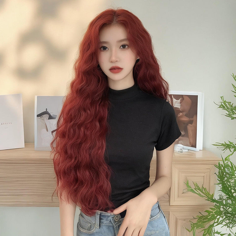 Gray Velvet Wine Red Corn Perm Wig - J-Style Collection (Long Middle Part) (FEVERCOS)