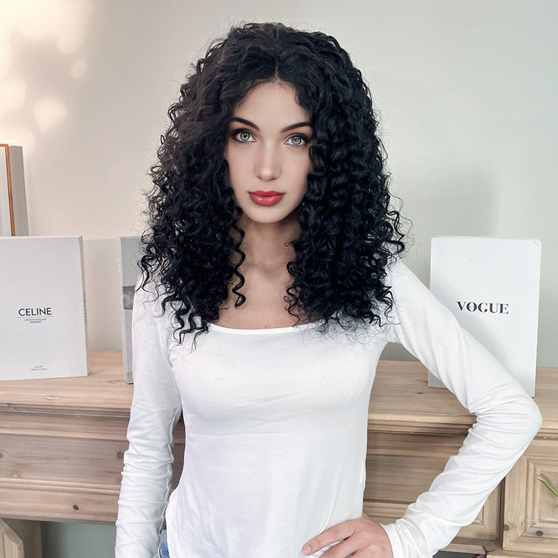 Lavender Ebony Afro Kinky Curly Wig - Elite Lace Fronts (Short Middle Part) (FEVERCOS)