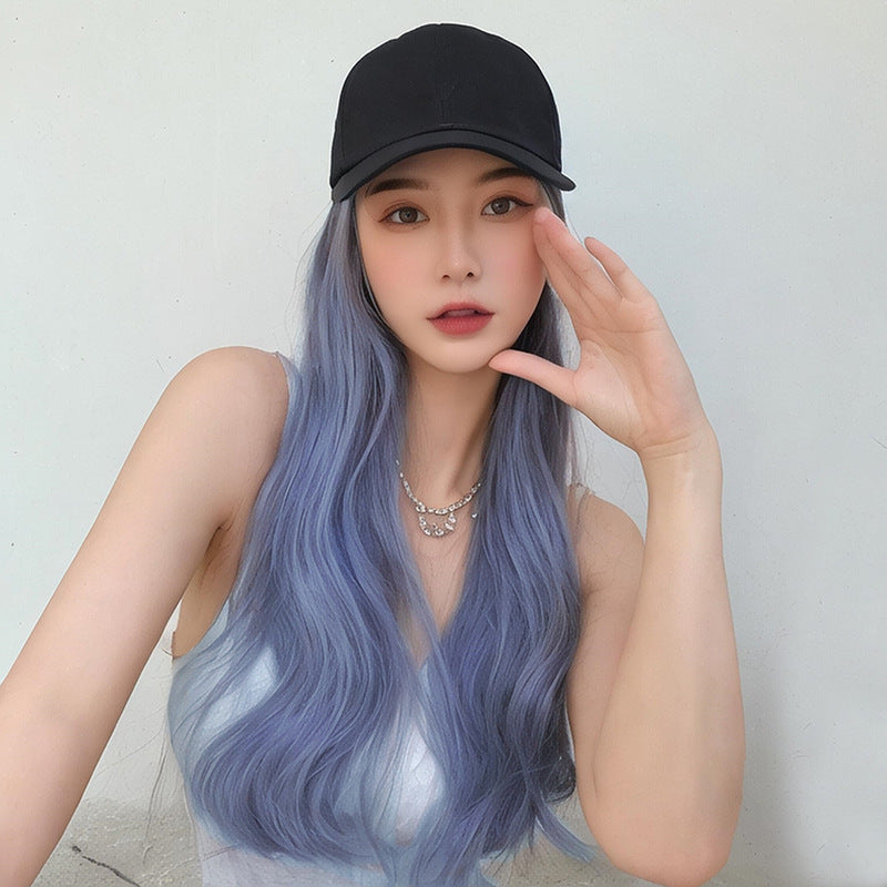 Gray Active Lifestyle Hat Wig - Sport Collection (Baseball Cap Long Wavy) (FEVERCOS)