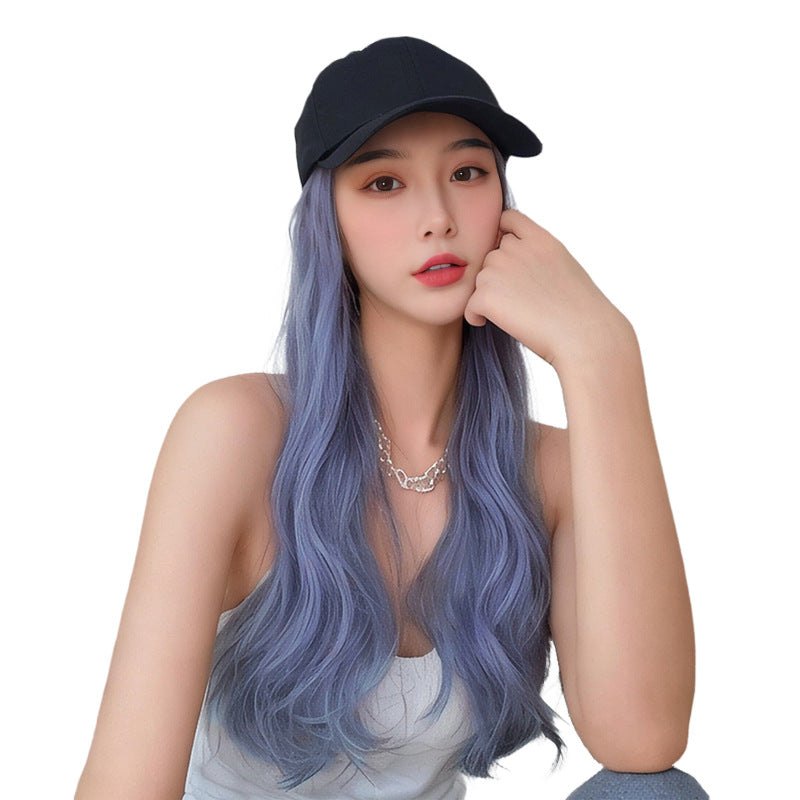 White Smoke Active Lifestyle Hat Wig - Sport Collection (Baseball Cap Long Wavy) (FEVERCOS)