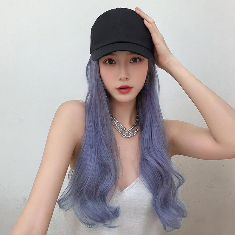Light Gray Active Lifestyle Hat Wig - Sport Collection (Baseball Cap Long Wavy) (FEVERCOS)