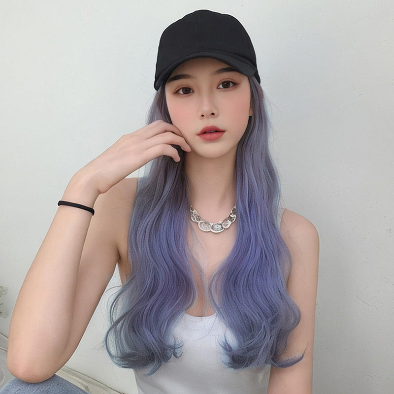 Gray Active Lifestyle Hat Wig - Sport Collection (Baseball Cap Long Wavy) (FEVERCOS)