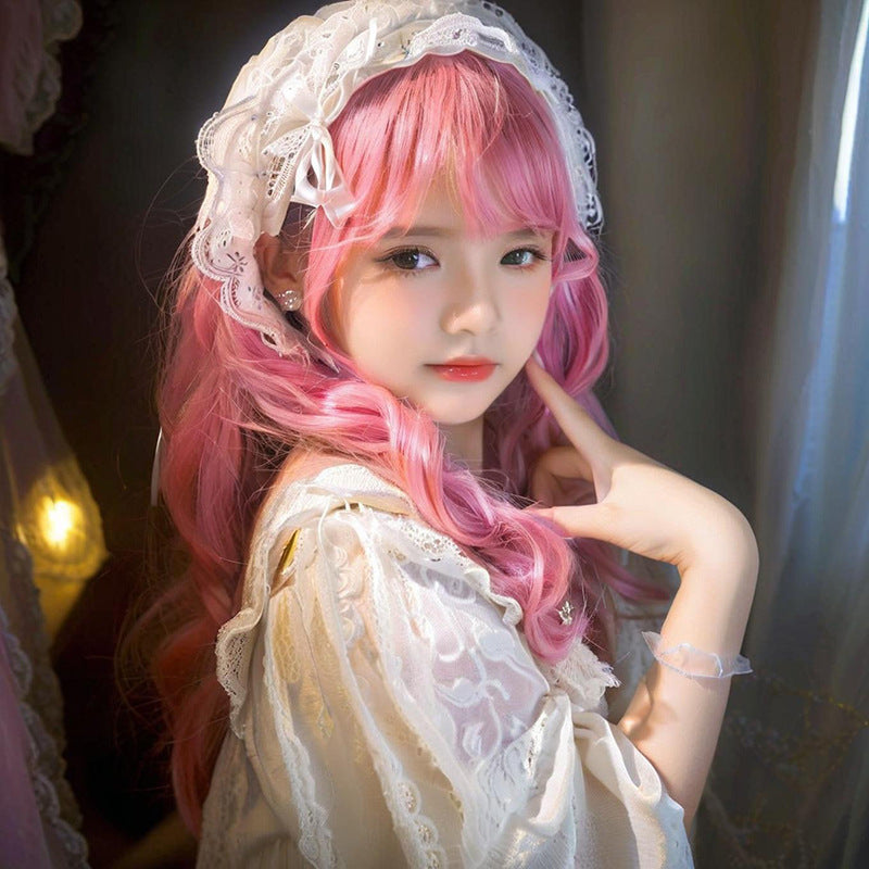 Sakura Pink Sweet Lolita Wig - Anime Collection (Long Wavy Bangs) (FEVERCOS)