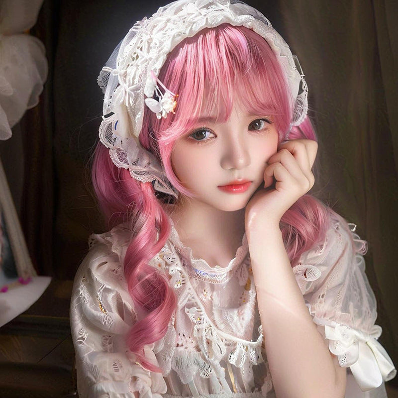Sakura Pink Sweet Lolita Wig - Anime Collection (Long Wavy Bangs) (FEVERCOS)
