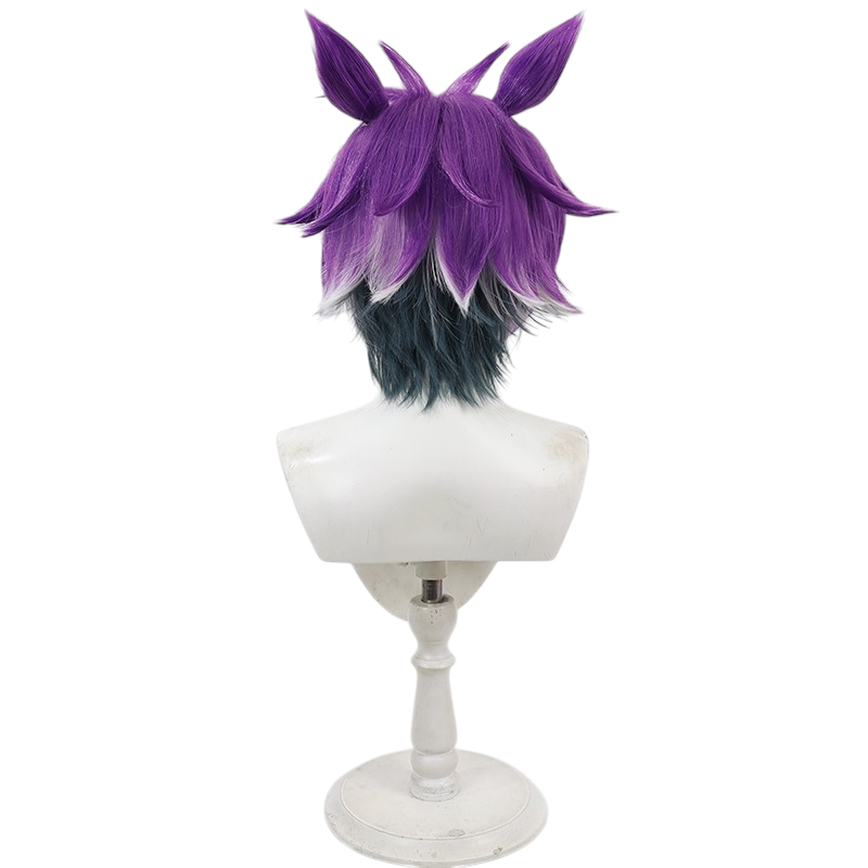 White Smoke Che'nya Cosplay Wig - Twisted Wonderland (Multi-Color Teased Ears) (FEVERCOS)
