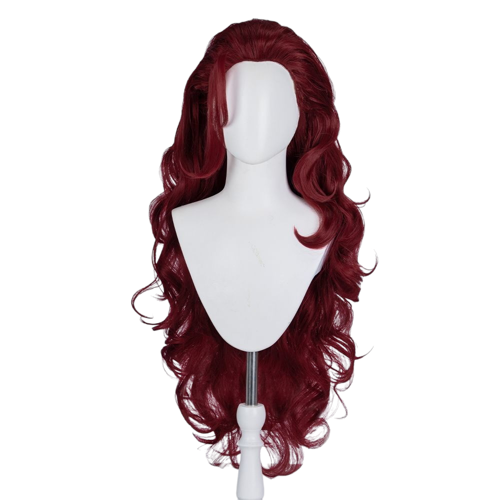 White Smoke Scarlet Witch Cosplay Wig - Marvel Rivals (80cm Burgundy Curly Teased) (FEVERCOS)