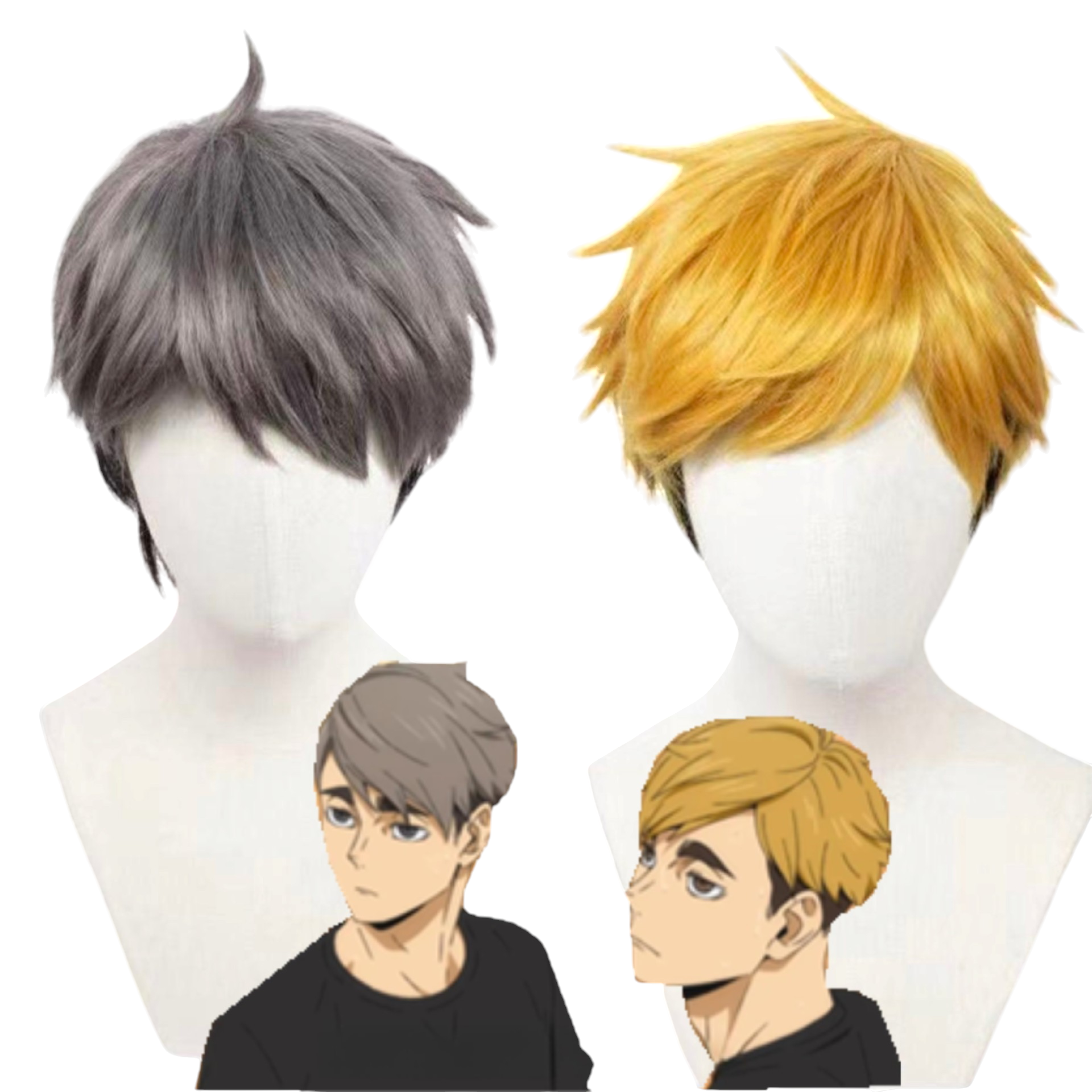 White Smoke Miya Twins (Atsumu/Osamu) Cosplay Wig - Haikyuu!! (Blonde/Grey Undercut) (FEVERCOS)
