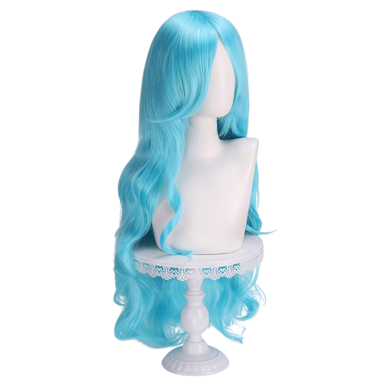 White Smoke Nefertari Vivi Cosplay Wig - One Piece (Light Blue Wavy) (FEVERCOS)