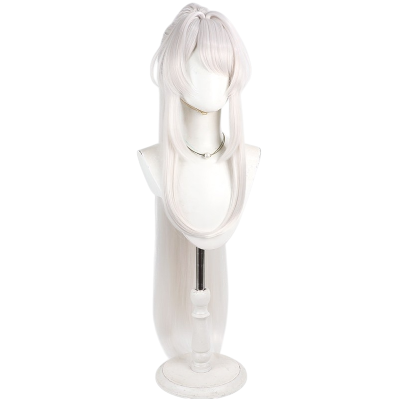 White Smoke Hiyuki Cosplay Wig - Wuthering Waves (Milky White Detachable Ponytail Scalp) (FEVERCOS)