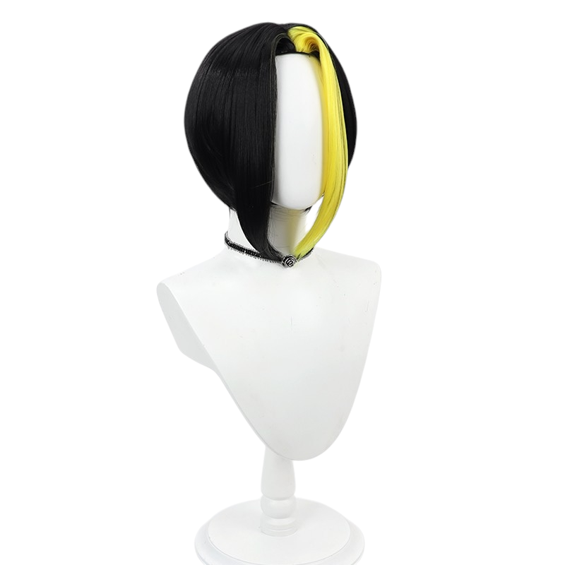White Smoke Finn Ames (DXF Ver.) Cosplay Wig - Mashle: Magic and Muscles (Black with Yellow Highlights) (FEVERCOS)