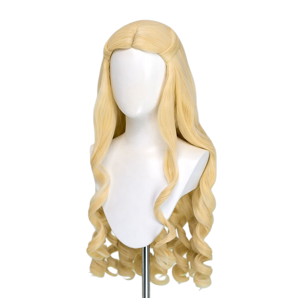 White Smoke Odette Cosplay Wig - Barbie of Swan Lake (80cm Golden Large Curls Scalp) (FEVERCOS)
