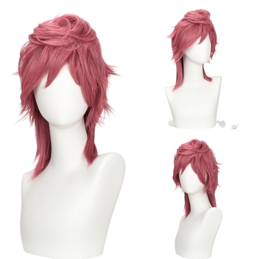 White Smoke Trish Una Cosplay Wig - Golden Mobster (Pink Swirl Rose Net) (FEVERCOS) JOJO