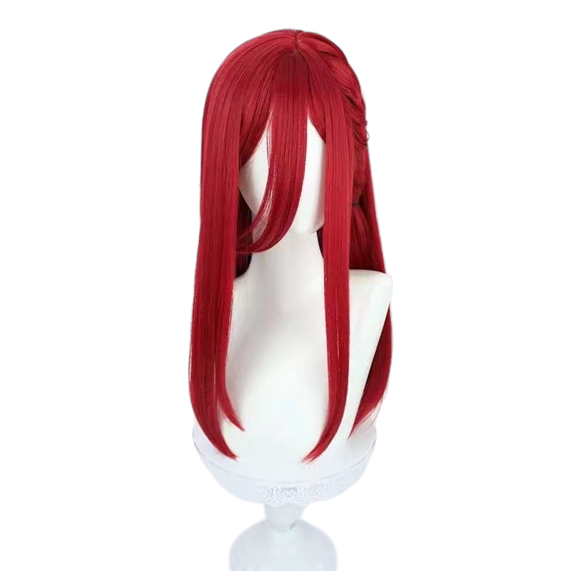 White Smoke Hyoma Chigiri Cosplay Wig - Blue Lock (Red Side Part Fishtail Braid) (FEVERCOS)