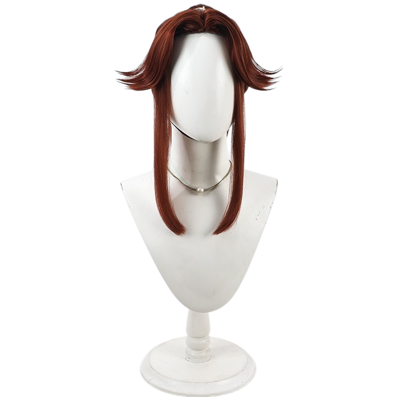 Light Gray Sakubei Tomatsu Cosplay Wig - Nintama Rantaro (Burgundy Ponytail) (FEVERCOS)
