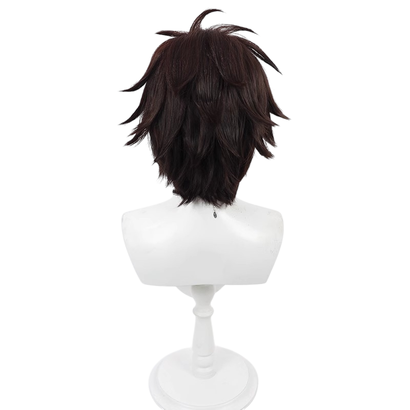 White Smoke Orter Madl Cosplay Wig - Mashle: Magic and Muscles (Dark Brown Teased Flipped) (FEVERCOS)