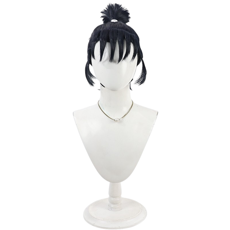 Antique White Tomesaburo Kema Cosplay Wig - Nintama Rantaro (Black/Grey Spiky) (FEVERCOS)