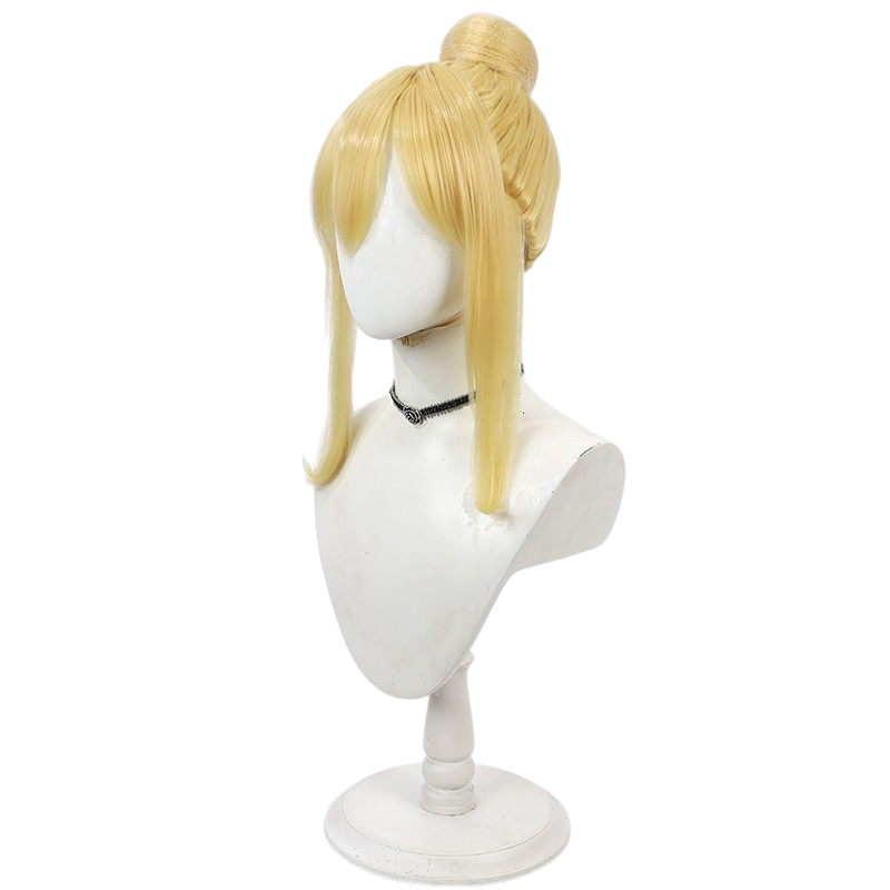 White Smoke Lucy Heartfilia (Updo Ver.) Cosplay Wig - Fairy Tail (Blonde Bun with Long Sideburns) (FEVERCOS)