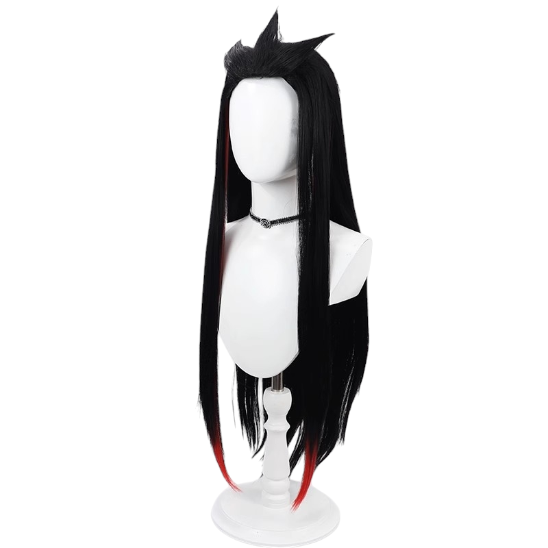 White Smoke Yone Cosplay Wig - League of Legends (Black Long Slicked Back) (FEVERCOS)