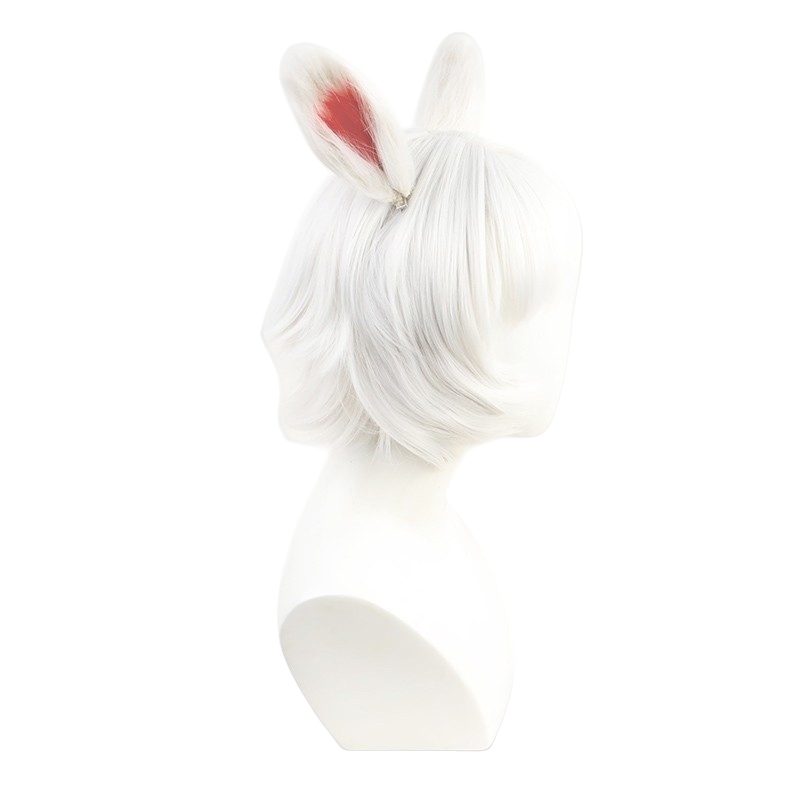 White Smoke Y'shtola Cosplay Wig - Final Fantasy XIV (White Short with Ears) (FEVERCOS)