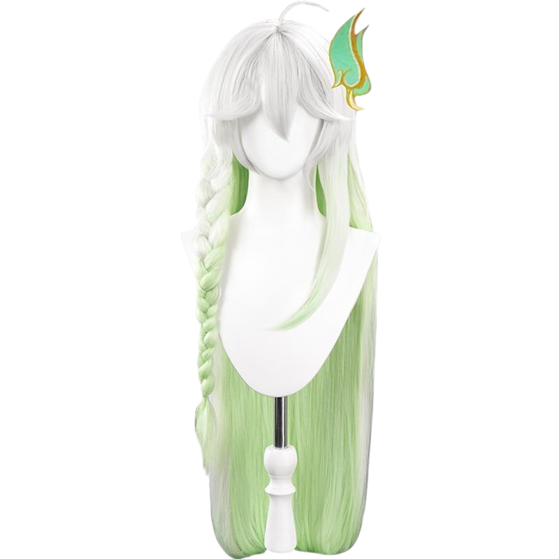 White Smoke Greater Lord Rukkhadevata Cosplay Wig - Genshin Impact (White/Green Gradient Scalp) (FEVERCOS)