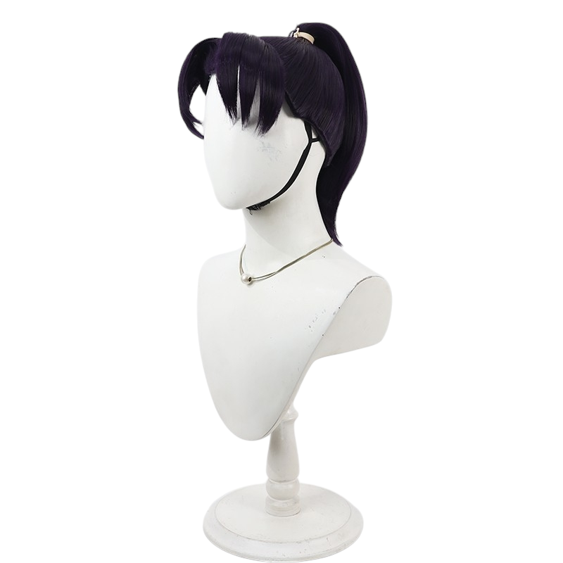 Black Kirimaru Settsu Cosplay Wig - Nintama Rantaro (Purple/Blue Ponytail) (FEVERCOS)