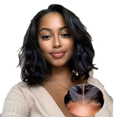 White Smoke Onyx Wavy Bob Lace Wig - Metropolis Chic (Middle Part Short) (FEVERCOS)