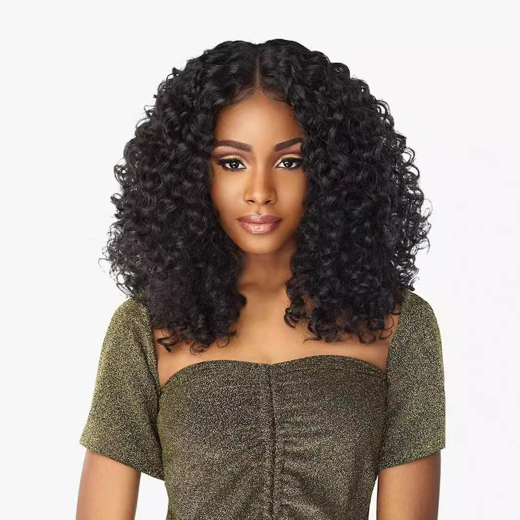 White Smoke Raven Kinky Coil Lace Bob - Street Culture (Middle Part T-Lace) (FEVERCOS)