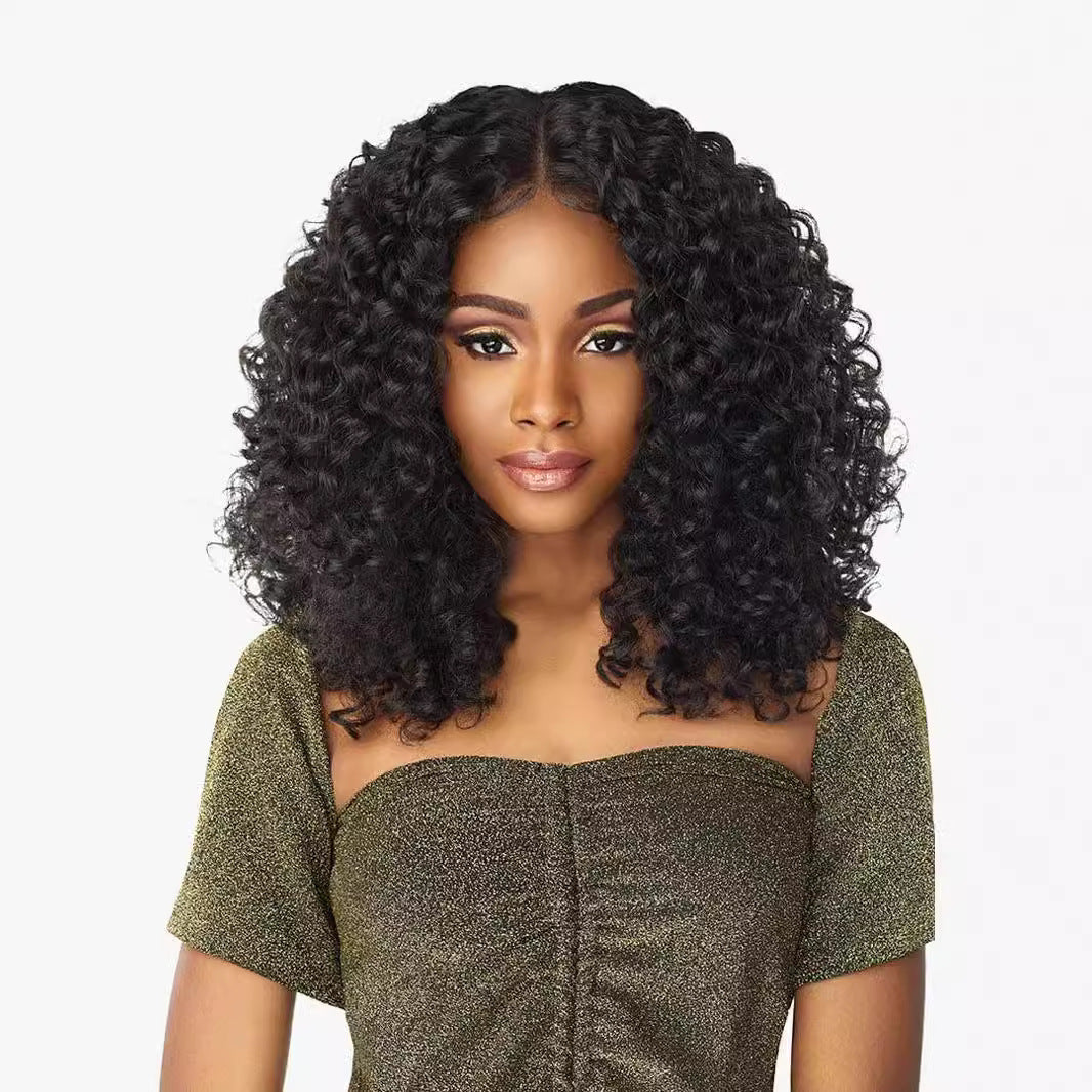 White Smoke Raven Kinky Coil Lace Bob - Street Culture (Middle Part T-Lace) (FEVERCOS)