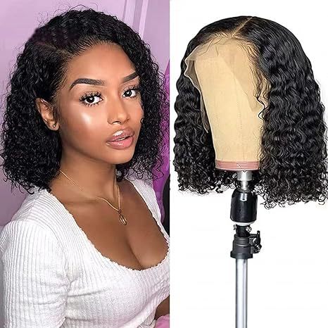 White Smoke Obsidian Kinky Curly Short Lace Wig - Urban Edge (Side Sweep) (FEVERCOS)