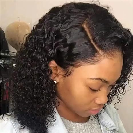 Black Obsidian Kinky Curly Short Lace Wig - Urban Edge (Side Sweep) (FEVERCOS)