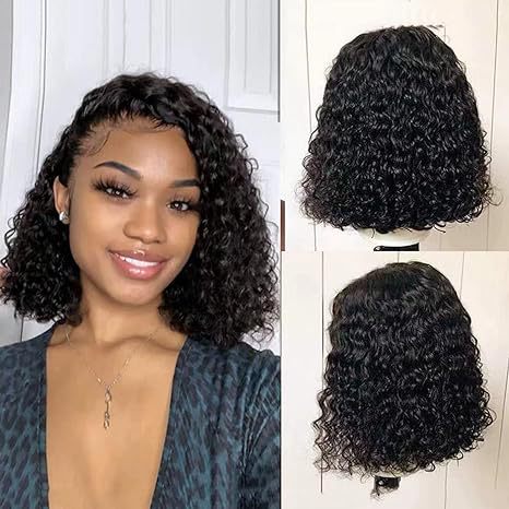 Black Obsidian Kinky Curly Short Lace Wig - Urban Edge (Side Sweep) (FEVERCOS)
