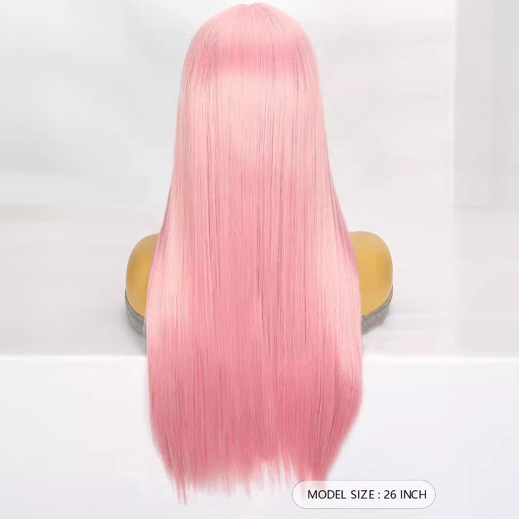 Lavender Bubblegum Pink Straight Lace Wig - Cyberpunk Siren (Middle Part) (FEVERCOS)