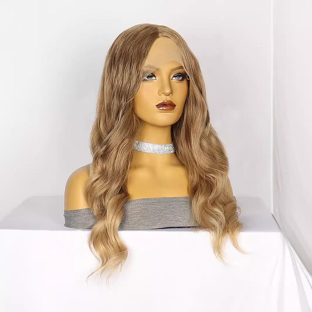 White Smoke Chestnut Brown Curly Lace Wig - Autumn Elegance (Long Waves) (FEVERCOS)
