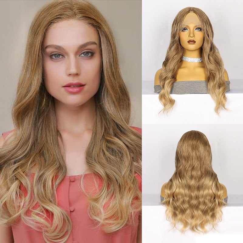 White Smoke Chestnut Brown Curly Lace Wig - Autumn Elegance (Long Waves) (FEVERCOS)