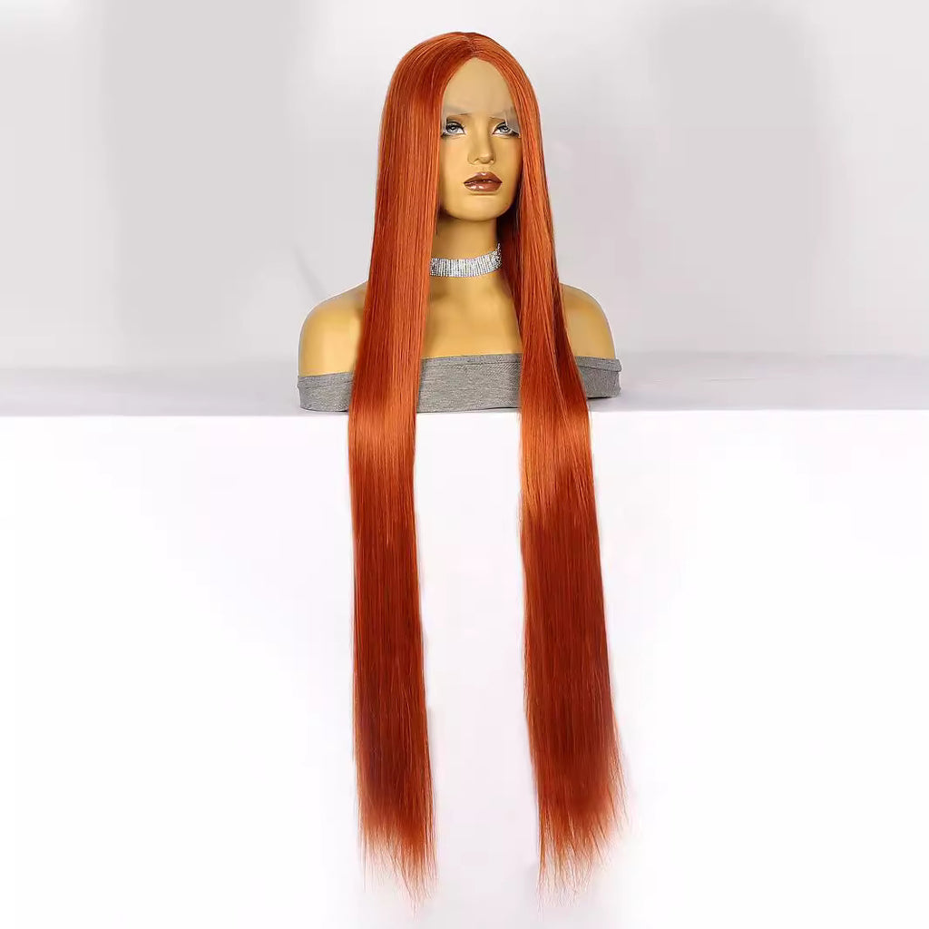 White Smoke 40-Inch Fiery Orange Lace Wig - Halloween Queen (Super Long Straight) (FEVERCOS)