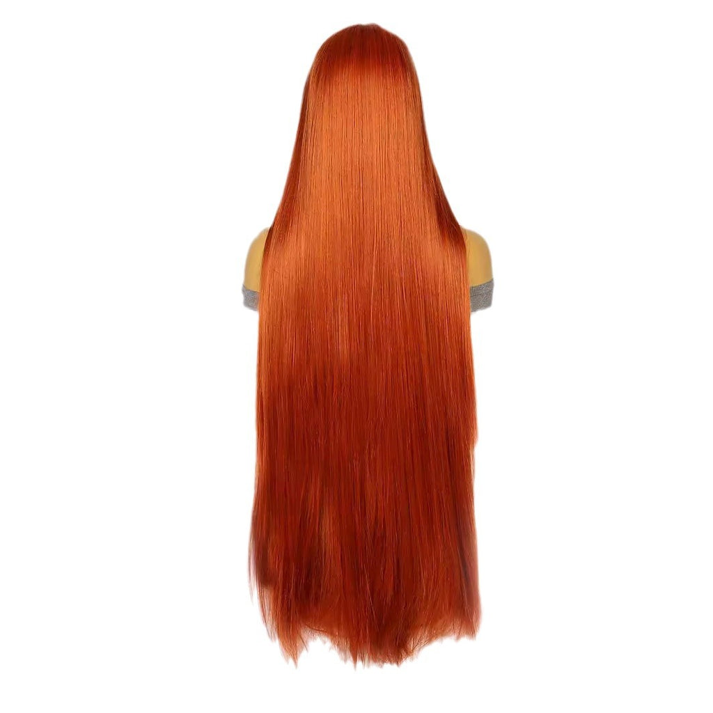 White Smoke 40-Inch Fiery Orange Lace Wig - Halloween Queen (Super Long Straight) (FEVERCOS)