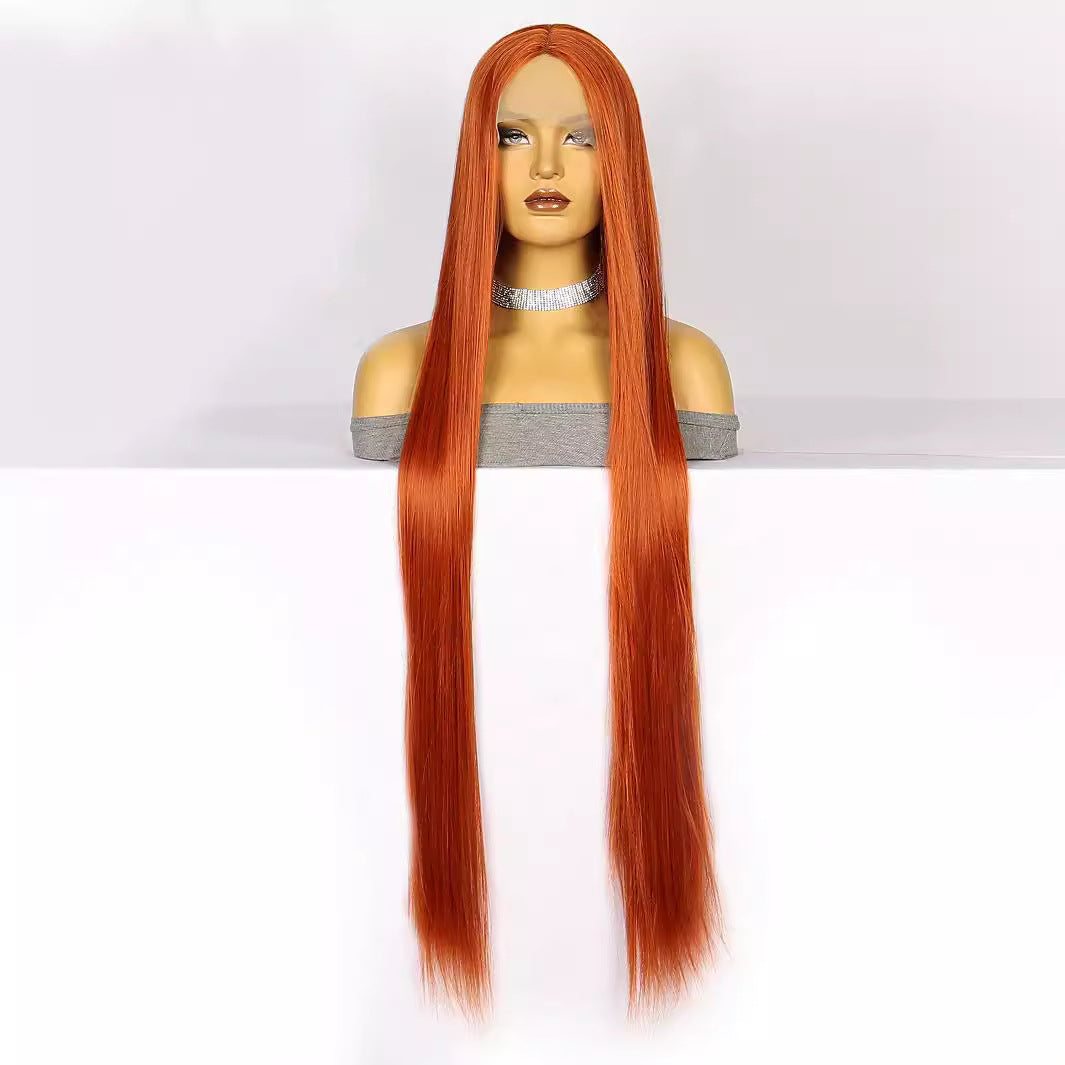 White Smoke 40-Inch Fiery Orange Lace Wig - Halloween Queen (Super Long Straight) (FEVERCOS)