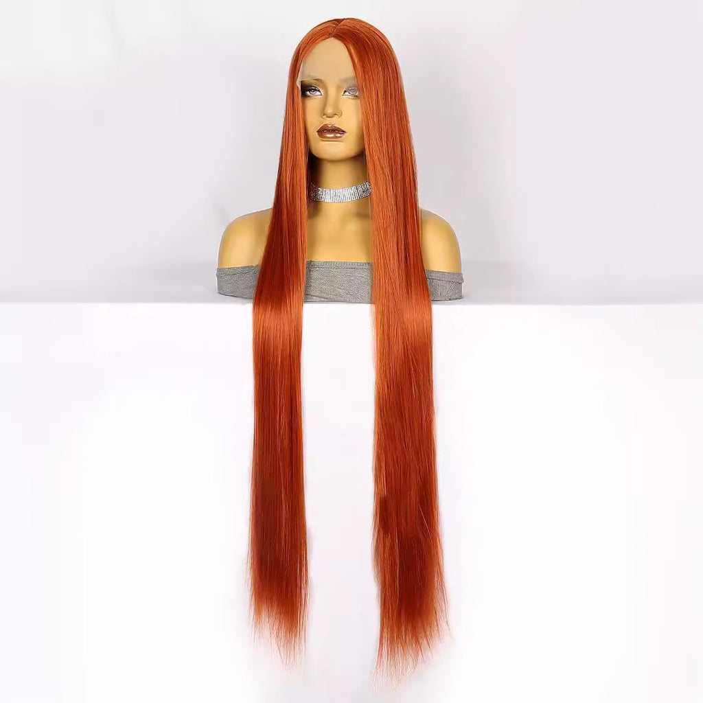 White Smoke 40-Inch Fiery Orange Lace Wig - Halloween Queen (Super Long Straight) (FEVERCOS)