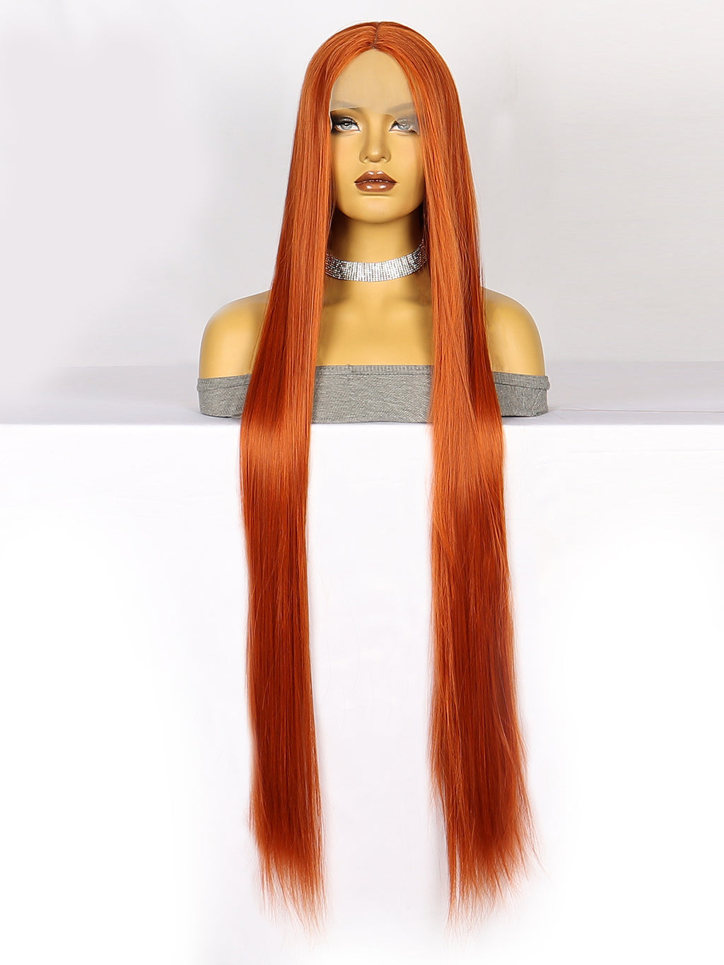 White Smoke 40-Inch Fiery Orange Lace Wig - Halloween Queen (Super Long Straight) (FEVERCOS)