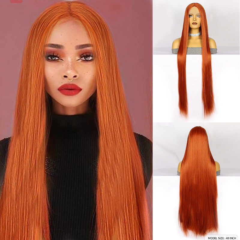 White Smoke 40-Inch Fiery Orange Lace Wig - Halloween Queen (Super Long Straight) (FEVERCOS)