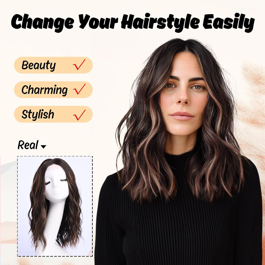White Smoke Ombre Balayage Wavy Lace Wig - Runway Silhouette (Middle Part Curls) (FEVERCOS)
