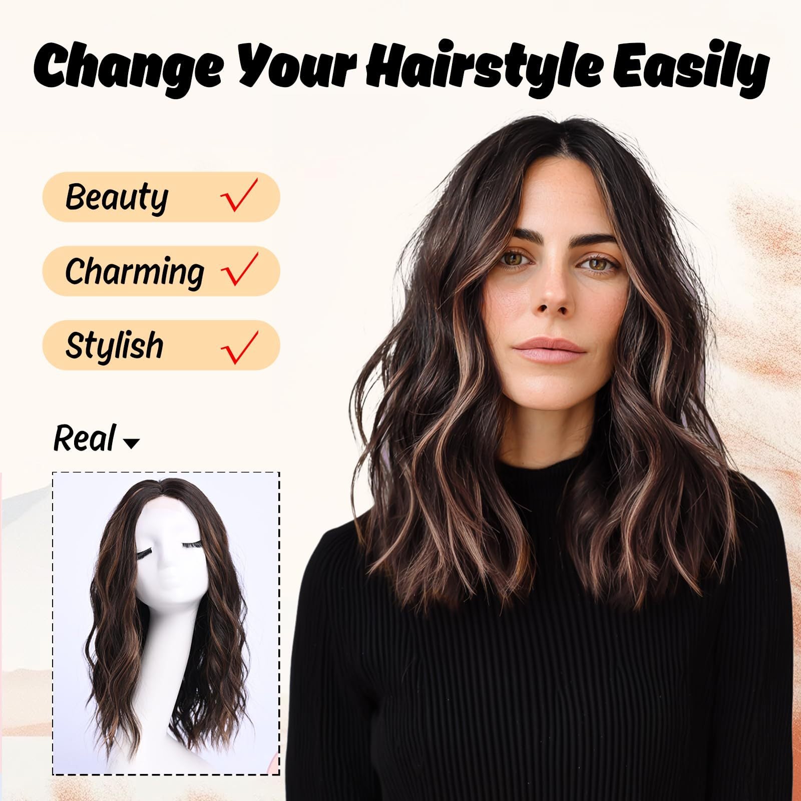 White Smoke Ombre Balayage Wavy Lace Wig - Runway Silhouette (Middle Part Curls) (FEVERCOS)