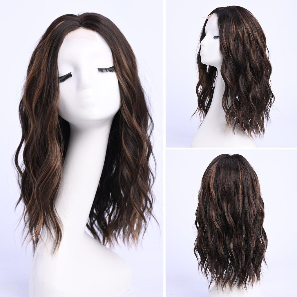 White Smoke Ombre Balayage Wavy Lace Wig - Runway Silhouette (Middle Part Curls) (FEVERCOS)