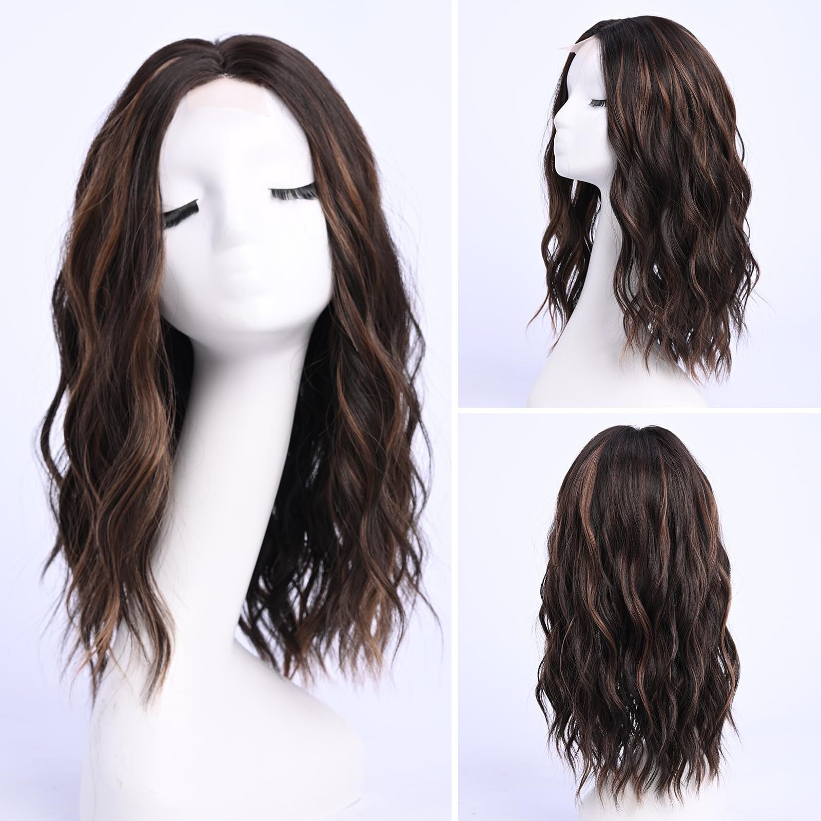 White Smoke Ombre Balayage Wavy Lace Wig - Runway Silhouette (Middle Part Curls) (FEVERCOS)