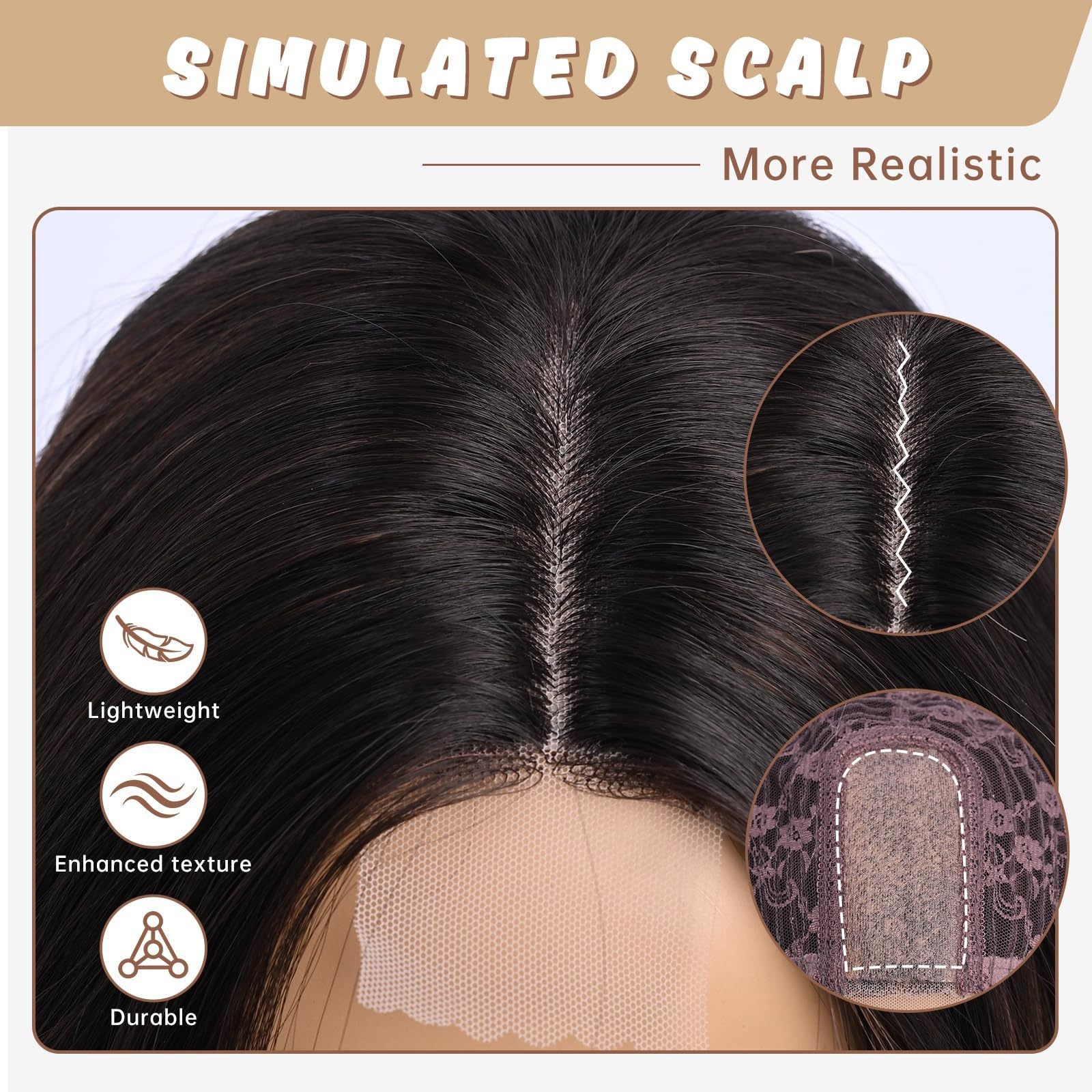 Black Ombre Balayage Wavy Lace Wig - Runway Silhouette (Middle Part Curls) (FEVERCOS)