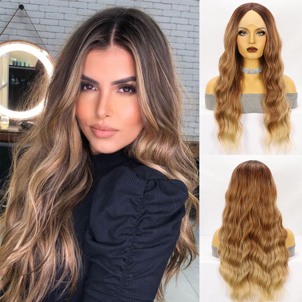 Dark Slate Gray Seamless Ombre Wavy Lace Wig - High Society (Hand-Tied Frontal) (FEVERCOS)