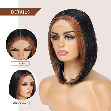 Lavender Brown Highlight Lace Bob Wig - Urban Chic (Inward Curve T-Part) (FEVERCOS)
